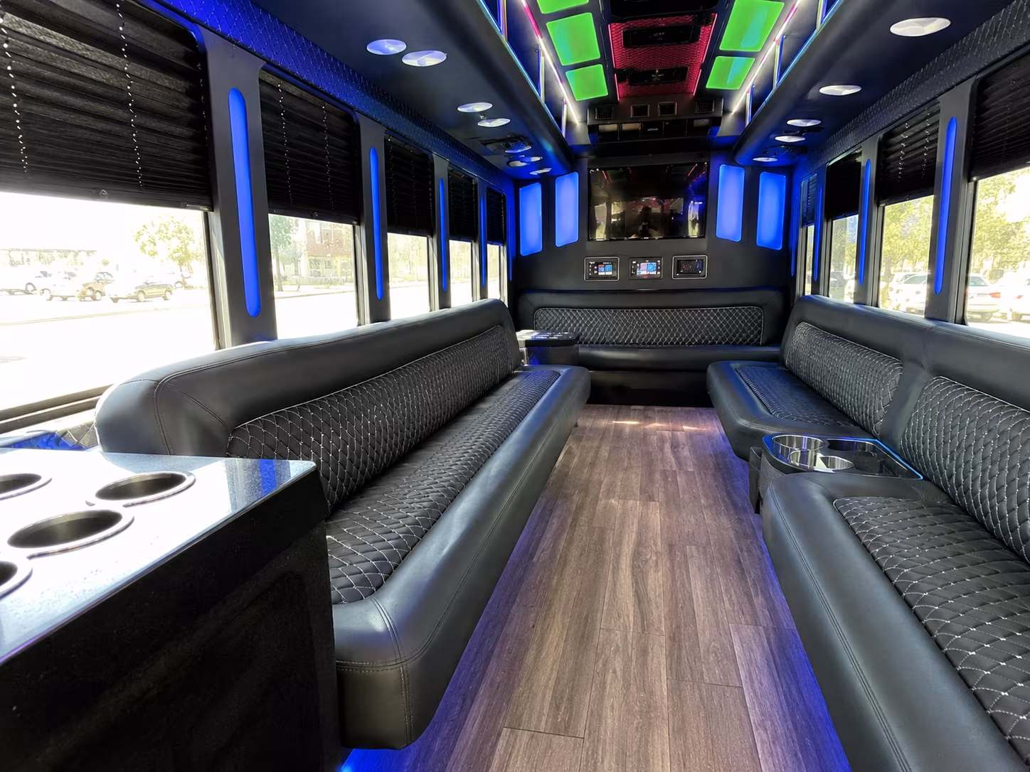 charlottesville 15 passenger party bus inside