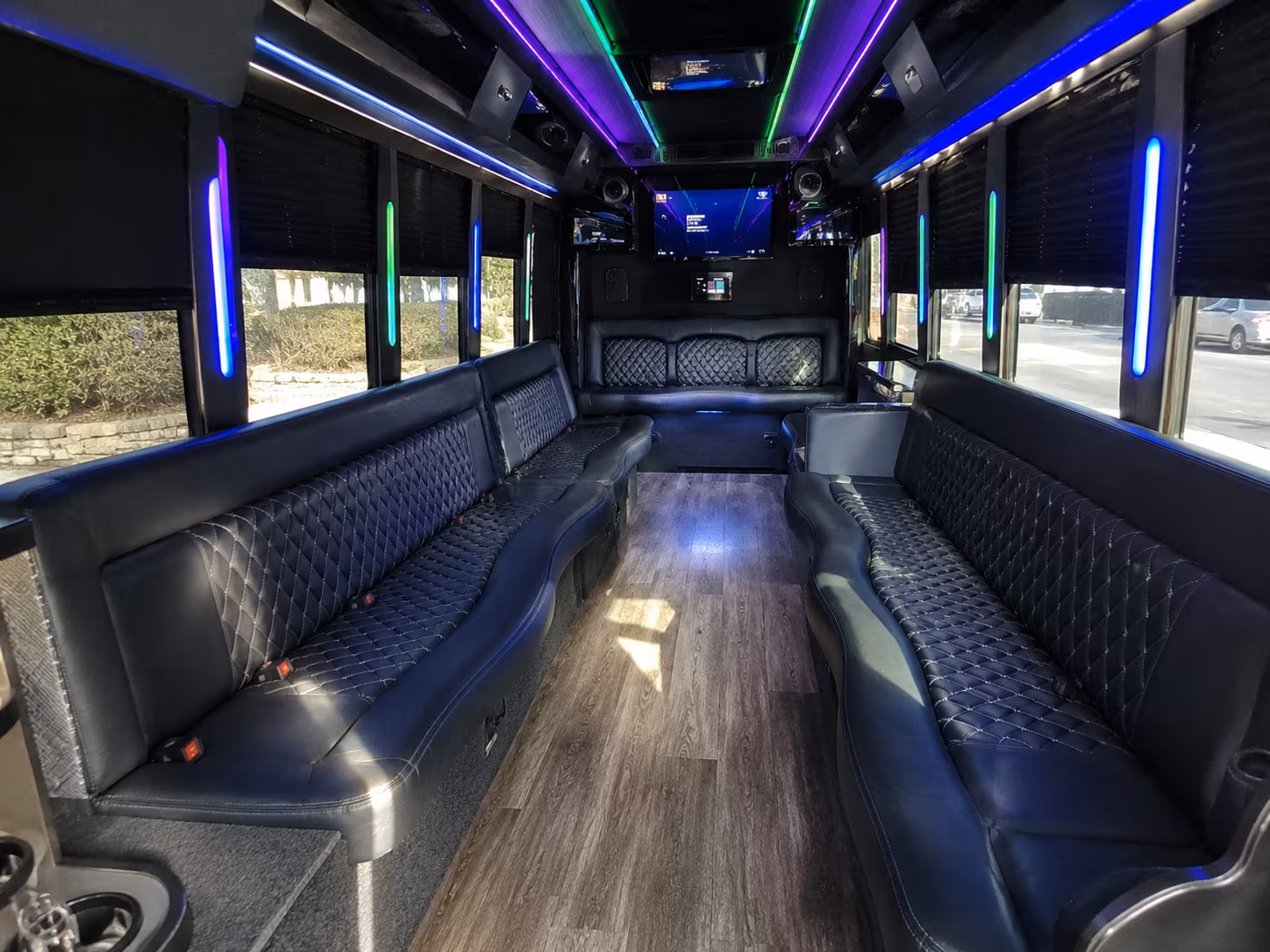 charlottesville 15 passenger party bus interior