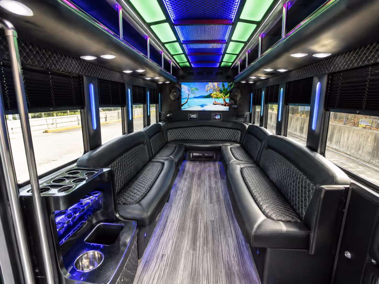 charlottesville 18 passenger party bus inside