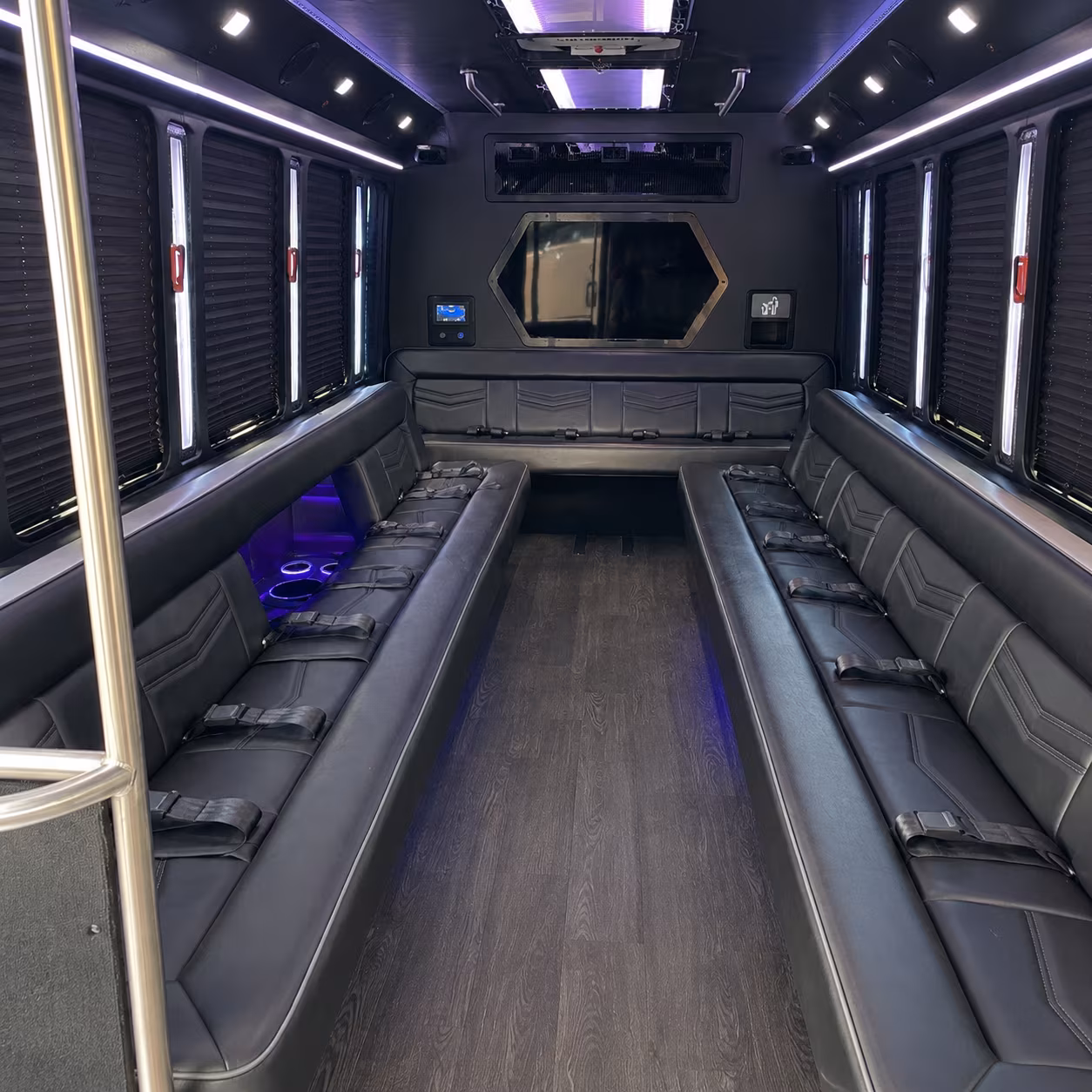 charlottesville 18 passenger party bus interior