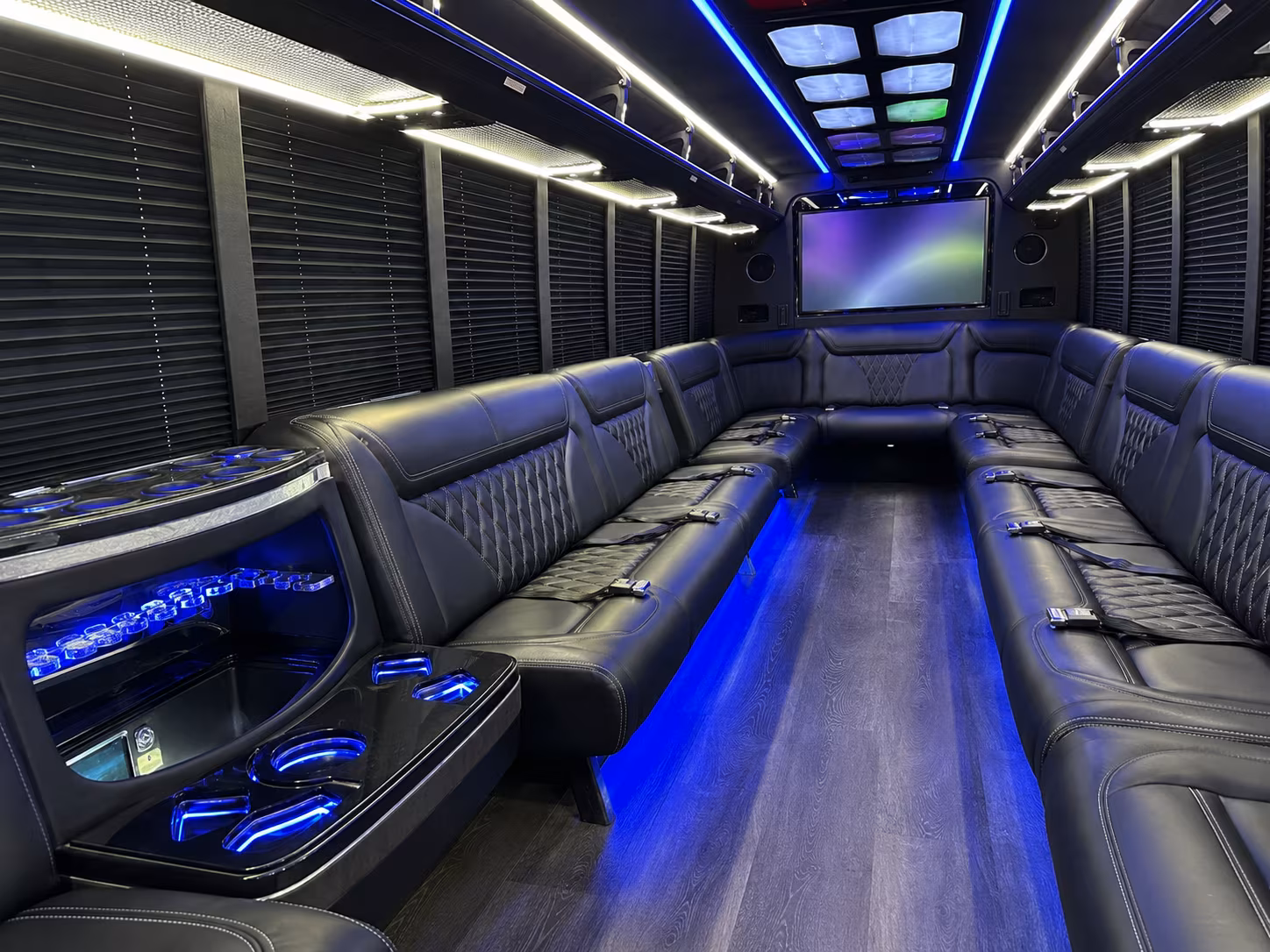 charlottesville 20 passenger party bus inside