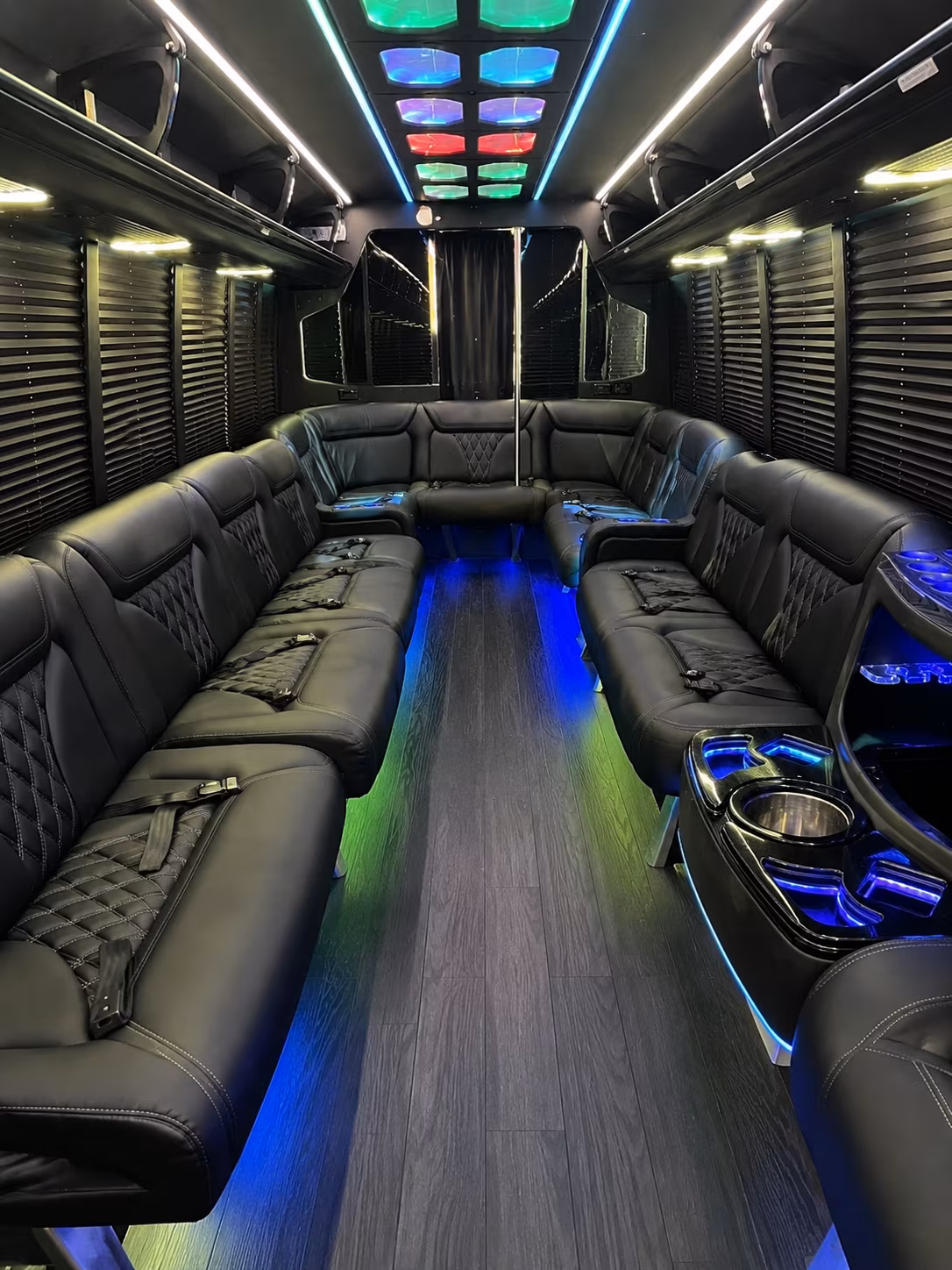 charlottesville 20 passenger party bus interior