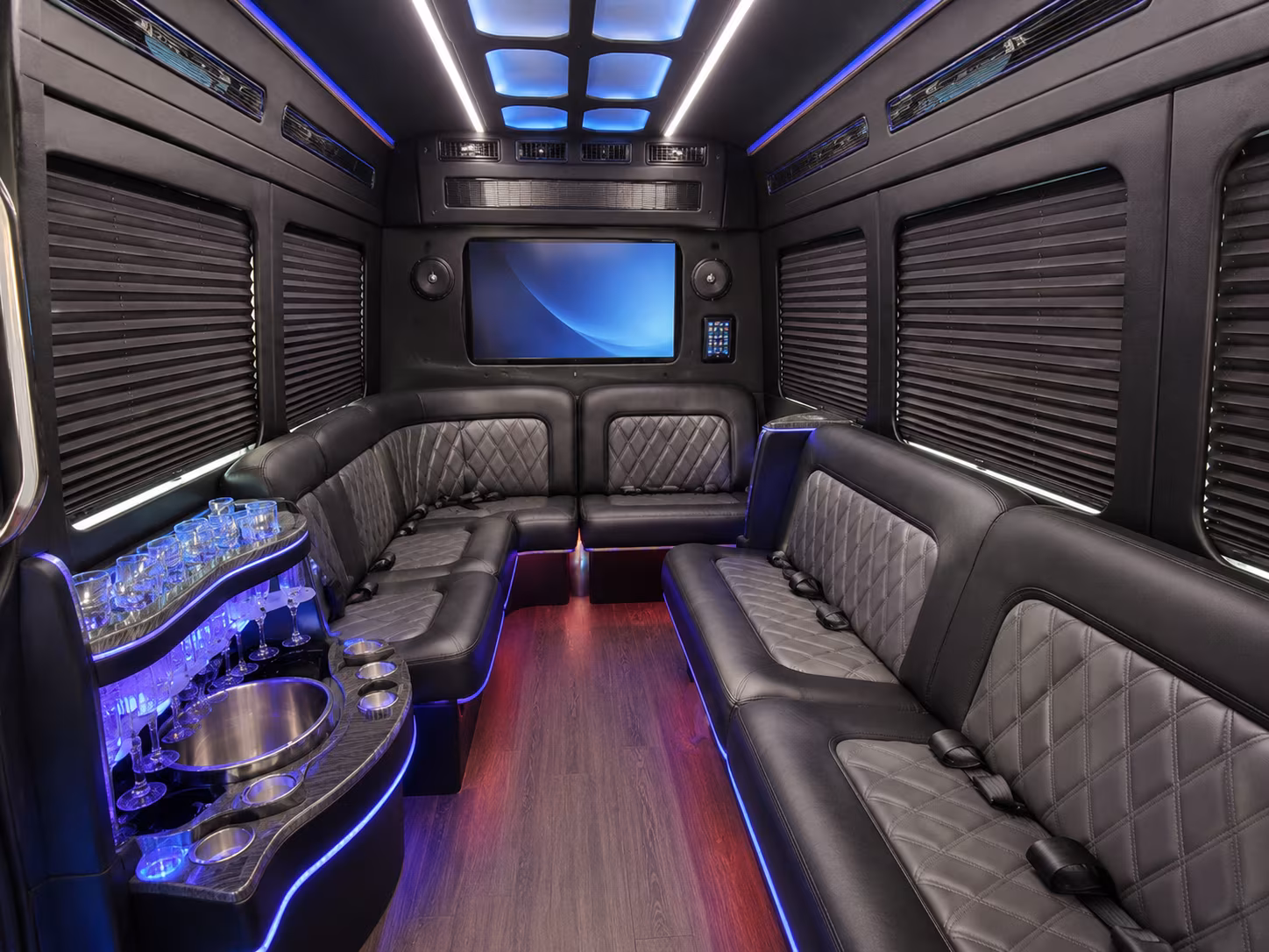 charlottesville 40 passenger party bus inside