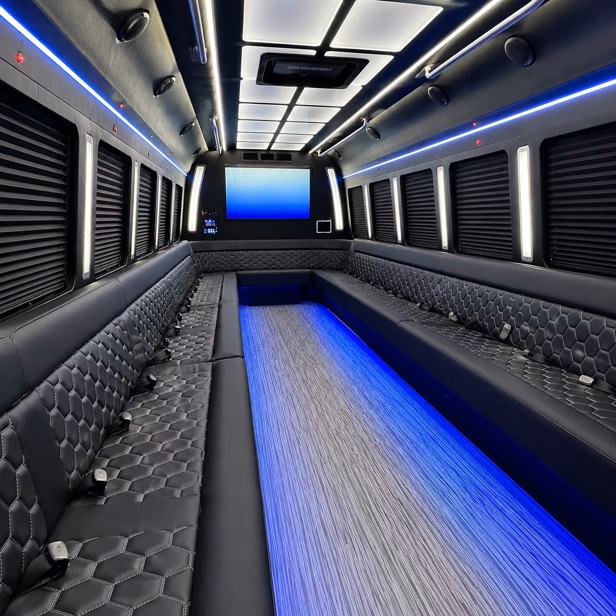 charlottesville 50 passenger party bus inside