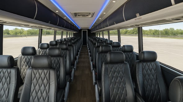Interior of Charter Bus Company Charlottesville's 55 Passenger Charter Bus in Charlottesville