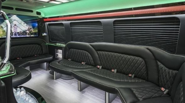 Interior of Charter Bus Company Charlottesville's Sprinter Limo in Charlottesville