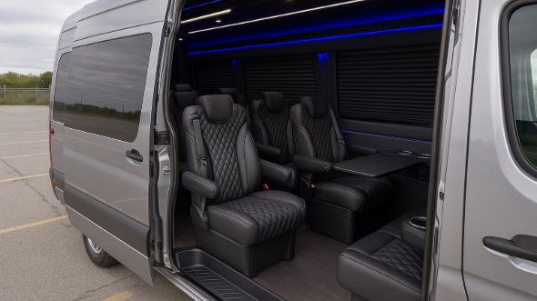 Interior of Charter Bus Company Charlottesville's Sprinter Van Rental With Driver in Charlottesville